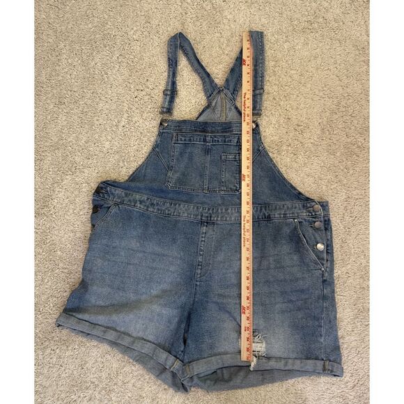 Lane Bryant Women’s Plus Size 26 Denim Short Overalls Shortalls Jeans Pockets - Picture 4 of 9
